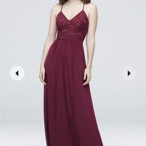 David’s Bridal Bridesmaid gown - Size 2 - Merlot